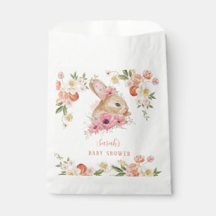 Sacolinha Chá de Bebê Coelho Floral Rosa Bege