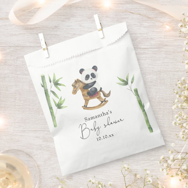 Sacolinha Chá de bebê de bambu e urso panda (Cortado)