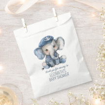 Chá de Bebê de Elefante Azul Náutico Fofo