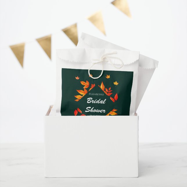 Sacolinha Chá de Bebê de Folhas de Outono Rústico Moderno (Festa)