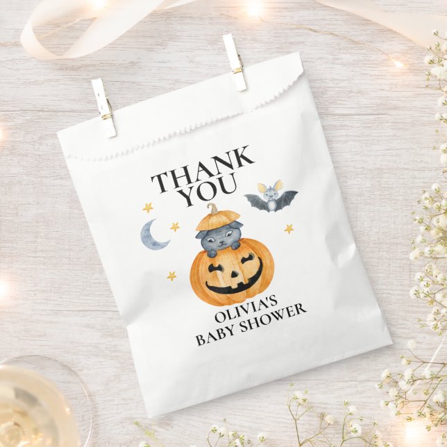 Sacolinha Chá de Bebê de Halloween Abóbora Jack-O-Lantern (Cortado)