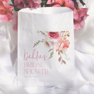 Sacolinha Chá de Bebê de Noiva Moderno com Flores em Aquarel