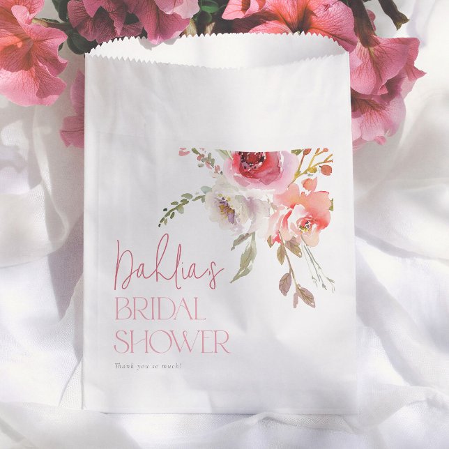 Sacolinha Chá de Bebê de Noiva Moderno com Flores em Aquarel (Criador carregado)
