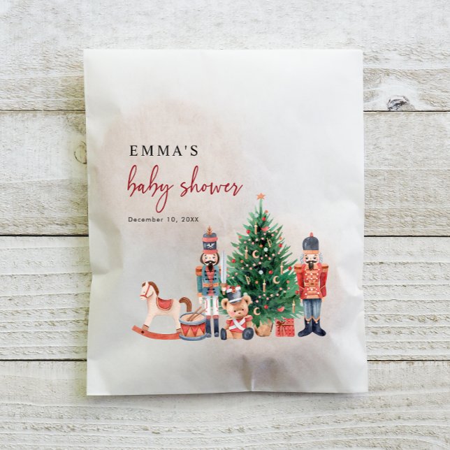 Sacolinha Chá de Bebê do Quebra-Nozes (Baby Shower Holiday Nutcracker Favor Bags)