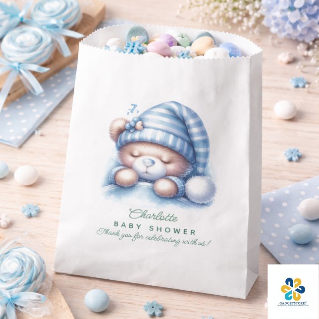 Sacolinha Chá de Bebê do Ursinho de Pelúcia Fofo (Cute Teddy Bear Baby Shower Favor Bag)