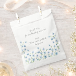 Sacolinha Chá de Bebê Elegante Flor Silvestre Aquarela Azul
