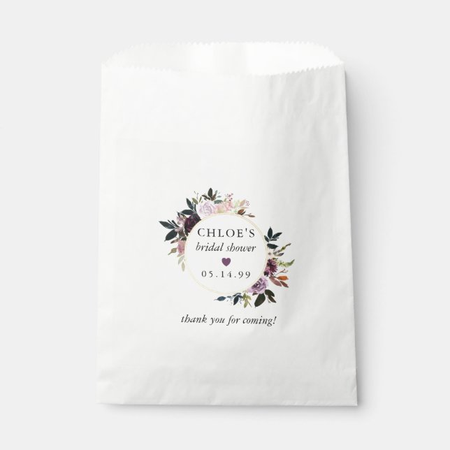 Sacolinha Chá de Bebê Flor de Rosa Roxa Rosa (Frente)