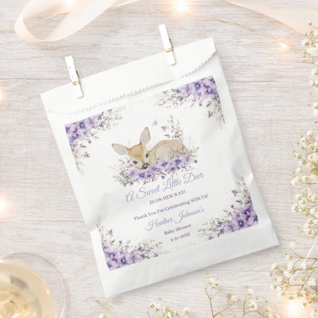 Sacolinha Chá de Bebê Floral Lilás Roxo Fofo (Cortado)