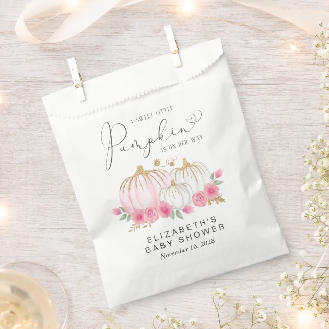 Sacolinha Chá De Bebê Floral Rosa-Rosa-Abóbora (Cortado)