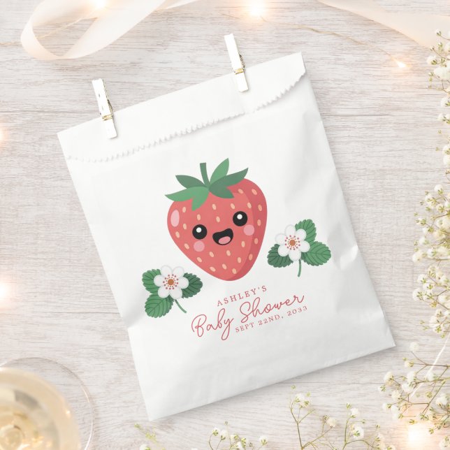 Sacolinha Chá de Bebê Kawaii Morango (Cortado)