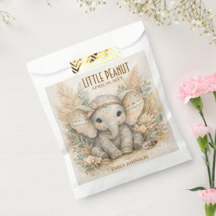 Sacolinha Chá de Bebê Menino Elefante Safari Boho Amendoim