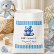 Chá de Bebê Menino Vintage Urso de Pelúcia Azul Fo