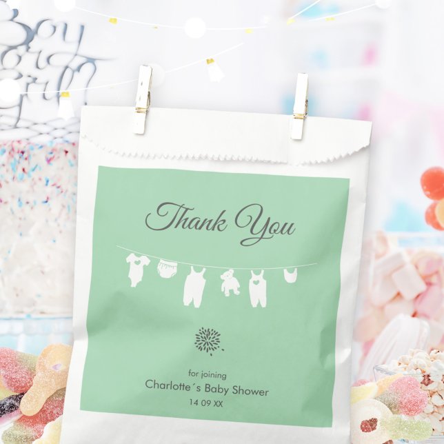 Sacolinha Chá de Bebê Minimalista Verde Menta Neutro (Mint Green Minimalist Gender Neutral Baby Shower Favor Bag ©Susanne Sachers - Sunny Mind 🌞)