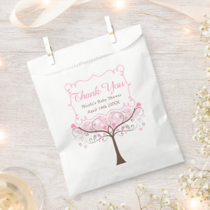 Sacolinha Chá de Bebê Pássaro Floral Rosa Obrigado