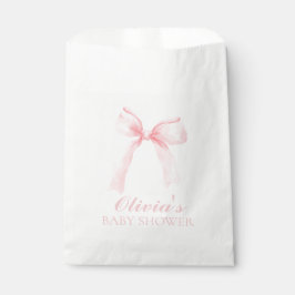 Sacolinha Chá de bebê préppy com laço rosa e xadrez gingham