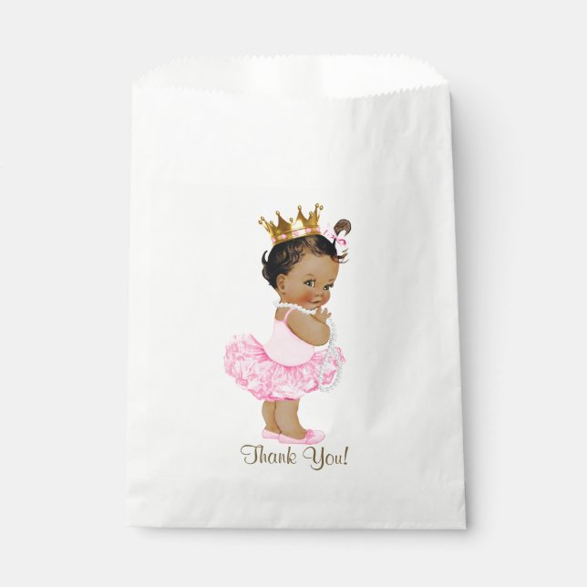 Sacolinha Chá de Bebê Princesa Étnica Bailarina Pérolas (Frente)