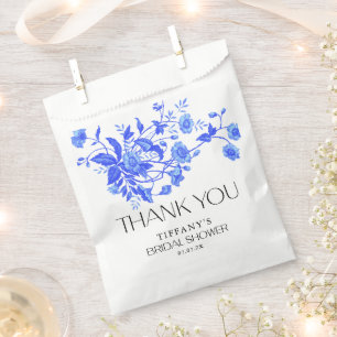 Sacolinha Chá de Bebê Vintage Francês Toile Azul Floral