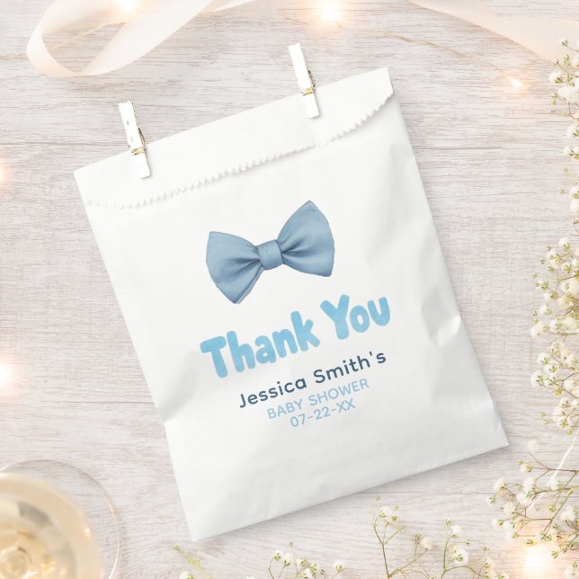 Sacolinha Chá de fraldas Arco Azul Da Aquarela  Obrigado Bol (Cortado)