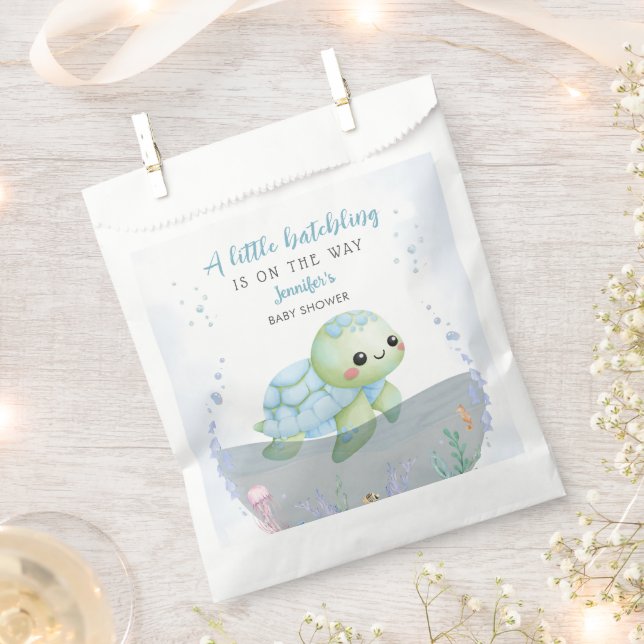 Sacolinha Chá de fraldas Azul de Tartaruga do Mar (Cortado)