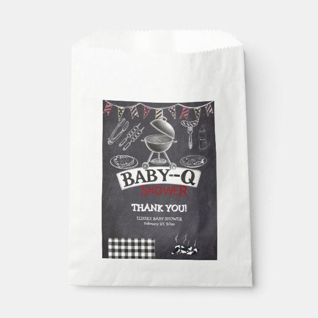 Sacolinha Chá de fraldas Baby-Q Grill Chalkboard (Frente)