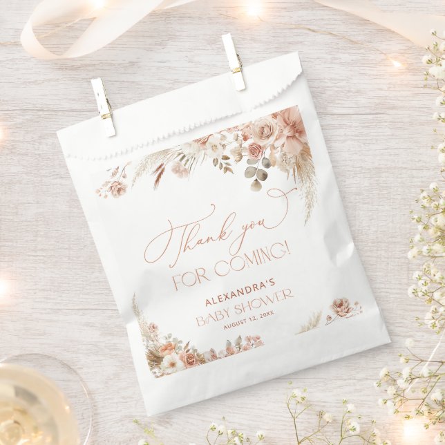 Sacolinha Chá de fraldas Boho Pampas Grass Obrigado (Cortado)