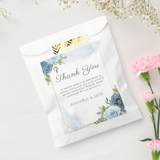 Sacolinha Chá de fraldas Botânico Azul Elegante de Pequeno D (Selado)