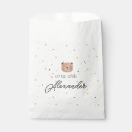 Sacolinha Chá de fraldas branco e castanho de aquarela