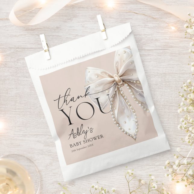 Sacolinha Chá de fraldas branco elegante Obrigado (Cortado)