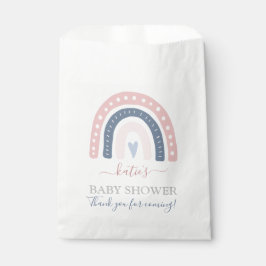 Sacolinha Chá de fraldas Cinza-Rosa e Azul-Arco-íris