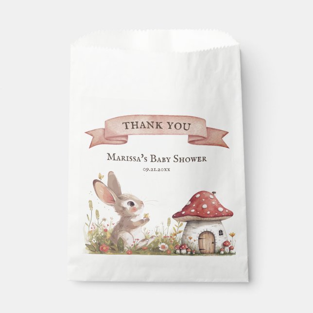 Sacolinha Chá de fraldas Coelhinho Fofo Personalizado Obriga (Frente)