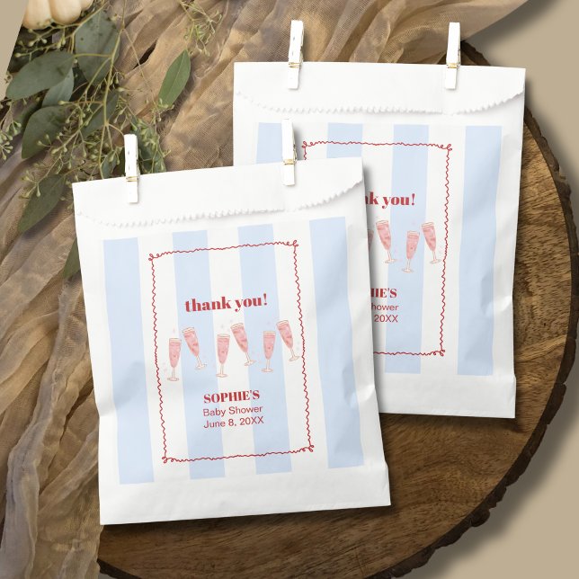 Sacolinha Chá de fraldas com borda vermelha de faixa azul Br (Criador carregado)