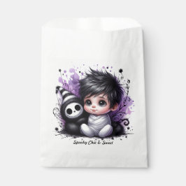 Sacolinha Chá de fraldas com tema Halloween - Roxo Gótico