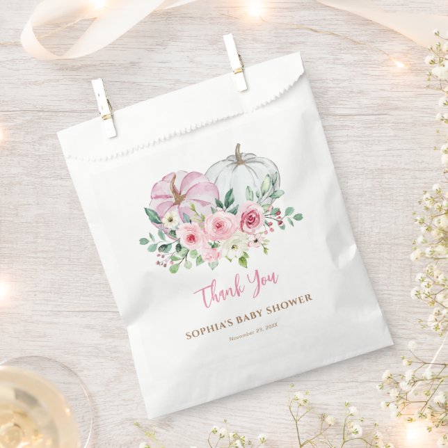 Sacolinha Chá de fraldas De Abóbora Rosa, Obrigado (Cortado)