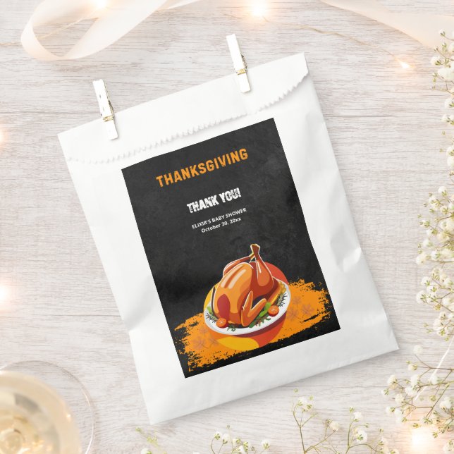 Sacolinha Chá de fraldas de Ação de Graças de Chalkboard Tur (Cortado)