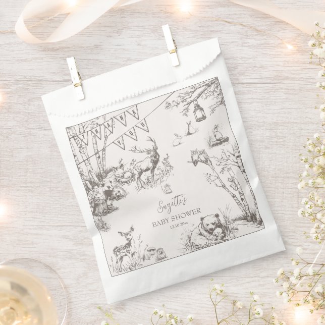 Sacolinha Chá de fraldas De Animais Da Floresta Obrigado (Cortado)