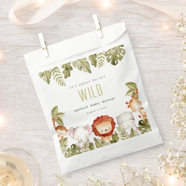 Sacolinha Chá de fraldas De Animais De Safari Tropical Selva (Cortado)