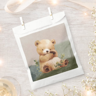 Sacolinha Chá de fraldas de Aquarela do Urso Bebê Cutie