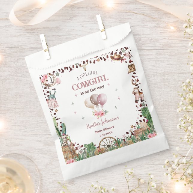 Sacolinha Chá de fraldas de Aquarela Ocidental para Garota C (Cortado)