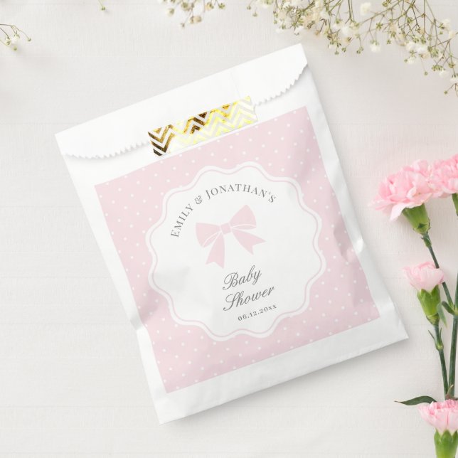 Sacolinha Chá de fraldas de Arco Rosa Elegante do Bolinhas (Selado)