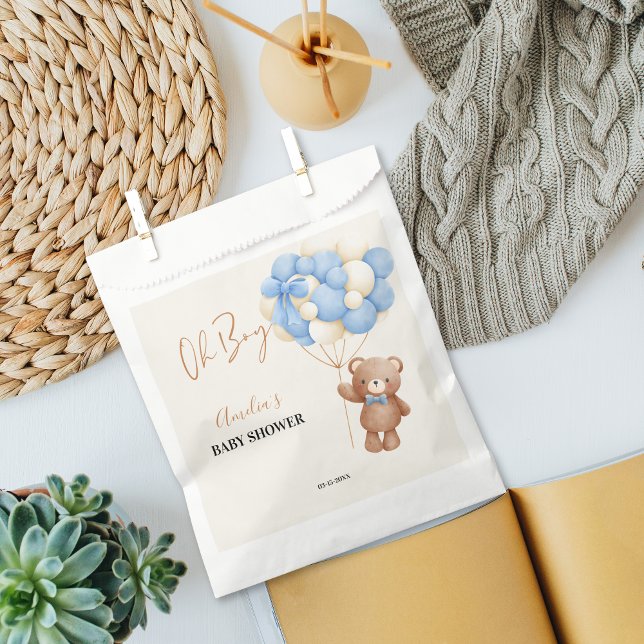 Sacolinha Chá de fraldas de Balão de Urso Azul (Criador carregado)