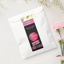 Sacolinha Chá de fraldas de Bilhete de Basquete Rosa Moderno