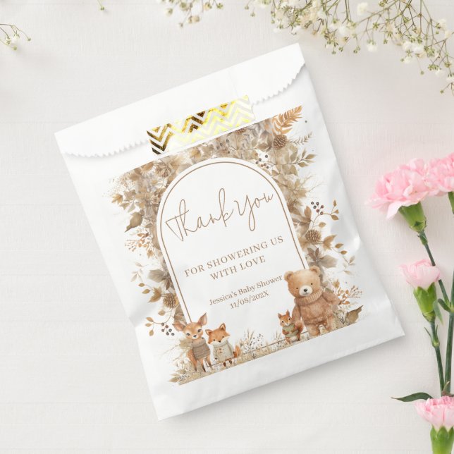 Sacolinha Chá de fraldas de Boho Arch Fall Woodland (Selado)