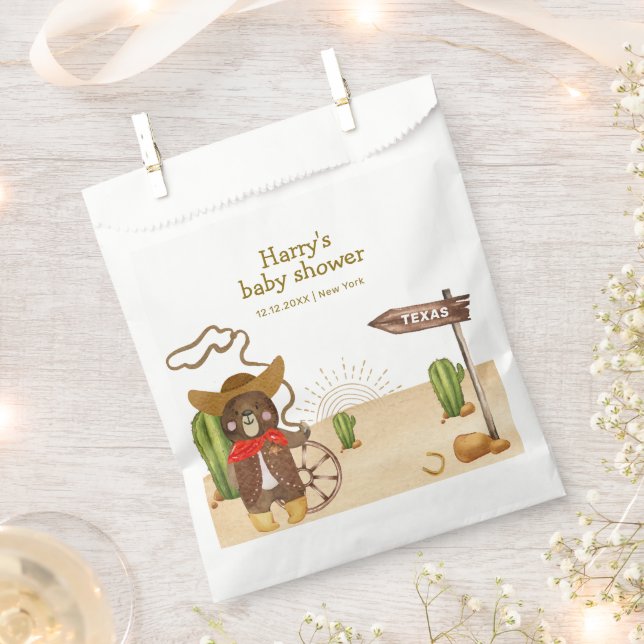 Sacolinha Chá de fraldas de Boho Cowboy Urso Ocidental Rodeo (Cortado)