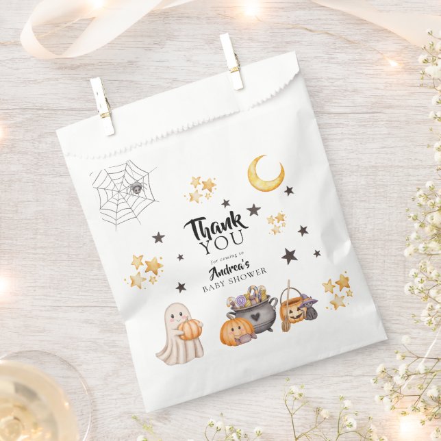 Sacolinha Chá de fraldas de Boo Halloween Obrigado (Cortado)