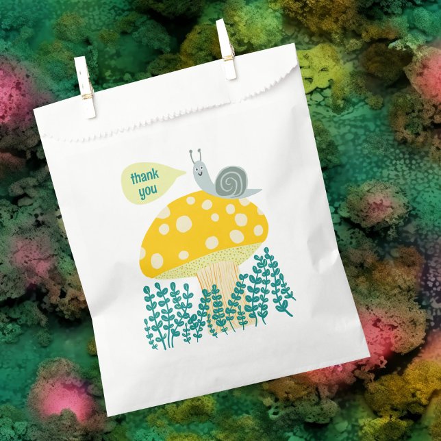 Sacolinha Chá de fraldas de borboleta-coroa-mosca-do-mar (Adorable Snail Mushroom Cute Butterfly Baby Shower THANK YOU Favor Bag
)