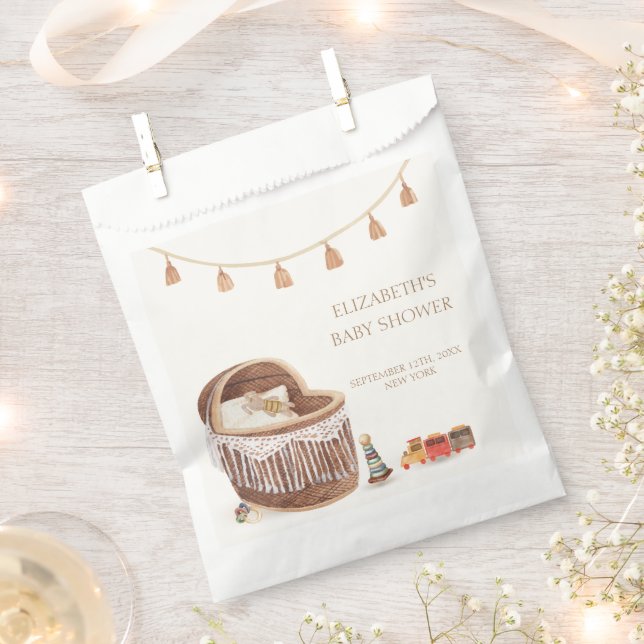 Sacolinha Chá de fraldas de Brinquedo Cute Boho Bassinet Neu (Cortado)