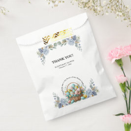 Sacolinha Chá de fraldas de cesto de ovos de Páscoa azul Ele