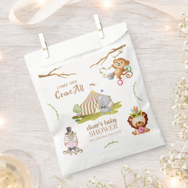 Sacolinha Chá de fraldas de Circo Animal Safari, Cujo Pavime (Cortado)