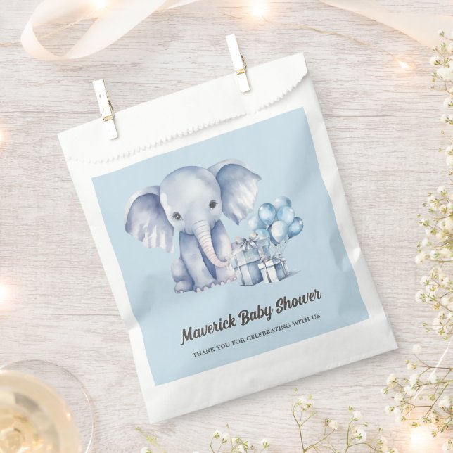 Sacolinha Chá de fraldas de Elefante Azul e Balão (Cortado)