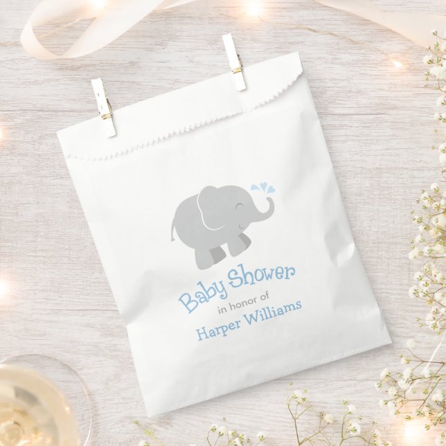 Sacolinha Chá de fraldas de Elefante Azul Moderno e Cinza (Cortado)